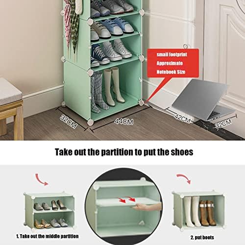 VUA Green Multi-Layer Jednostavno stalak za cipele za prašinu zaštićena montaža višenamjenski skladišni vratima za cipele za cipele 2 stupca 4 sloja L85 * W32 * H65cm