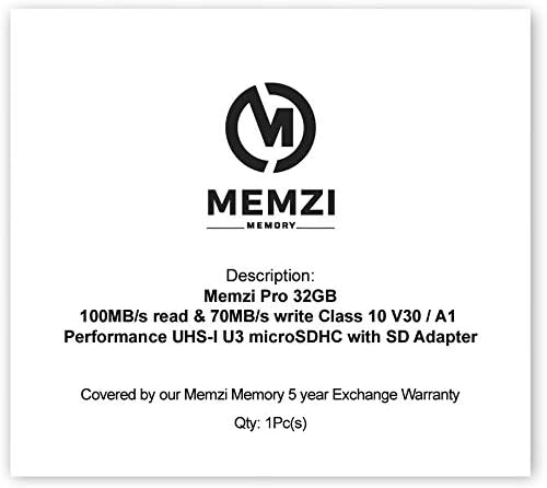 MEMZI PRO 32gb Micro SDHC memorijska kartica za Polaroid iXX090, i20X29, iS085, iS048 digitalne kamere - klasa velike brzine 10 UHS-1 U3 100MB/s čitanje 70MB/s pisanje V30 4K snimanje sa SD adapterom