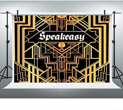 Golden Speakeasy Retro Party Photo Backdrop, 9x6FT, Underground Pub Bar Speakeasy Background, Photo Booth
