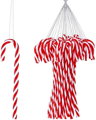 Skylety 50 komad Božić štaka plastike Candy Cane viseći ukrasi Božić trske dodatna oprema visi sa konopcem za