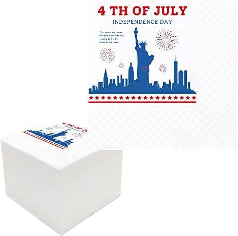 Geloar 100 pakovanje 4. jula Dan nezavisnosti Papir Koktel salvete za Ameriku SAD Themed Patriots