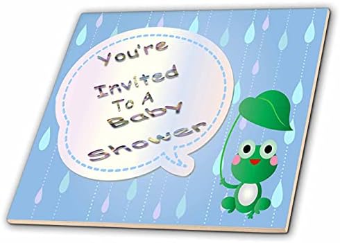 3drose slika duge koju ste pozvali na Baby Shower sa Žabljim kišnim kapima-pločice