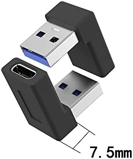 rgzhihuifz pravim uglom USB a muški na USB C Ženski Adapter, 90 stepeni USB3. 0 Tip C kabl podržava jednosmjerne strane 5Gbps & prenos podataka, za laptop,telefon, 2-Pack