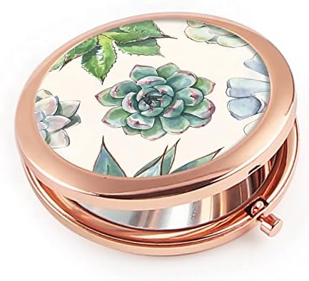 Iampanda kompaktno ogledalo od ružičastog zlata za žene,okruglo Mini džepno ogledalo za šminkanje za torbicu,prenosivo sklopivo putno ogledalo akvarela sa 2x uvećanjem