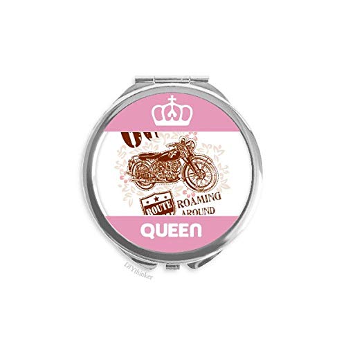 Motocikl cvijet tekst uzorak ilustracija Mini dvostrano prijenosni Makeup ogledalo Queen