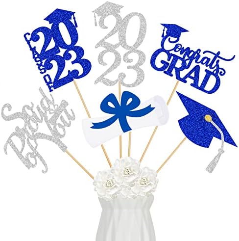 Plava i srebrna 2023 Graduation Centrepiece Sticks Graduation Party Centrepieces za stolove 2023,
