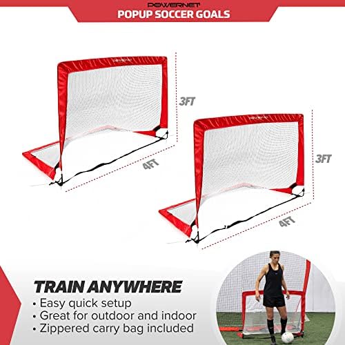 PowerNet 12x6 ft fudbalski gol | PowerNet 4x3 ft pravougaonik Soccer Popup Net Portable Goals Bundle