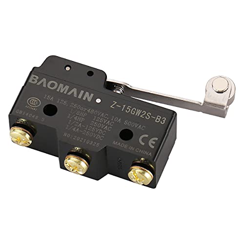 Baomain Micro Switch Z-15GW2S-B 3-vijčani Terminal duge šarke valjka s ručicom AC DC granični