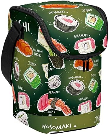 Torbe za ručak za žene i muškarce, izolovana japanska Sushi zelena torba za ručak sa podesivom