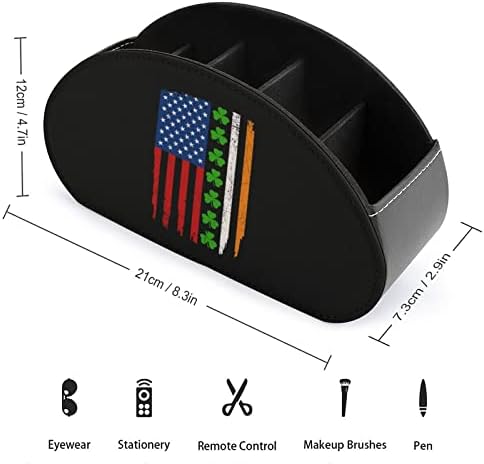 Irska američka zastava Shamrock Dnevni držač daljinskog upravljača sa 5 odjeljaka PU kožna multifunkcionalna memorija Caddy Desktop organizator za TV DVD Blu-ray