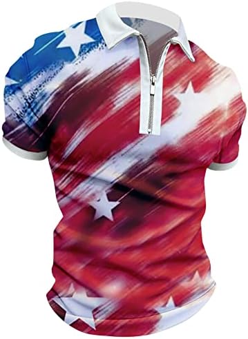 Ruiruilico Američka zastava Polo majice Muški retro Patriotska četvrta jula Torp Ležerne prilike kratkih rukava Golf Sports Polos