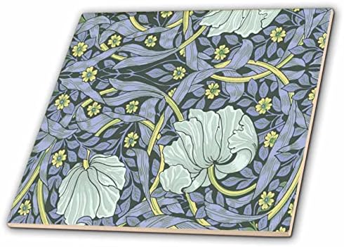 3drose Image of William Morris Style siva i žuta cvjetna slika-Tiles