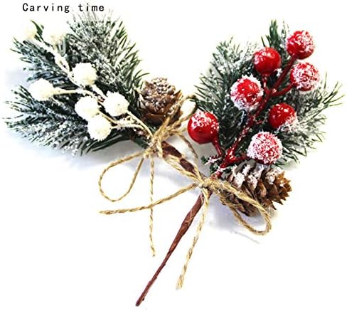 Izvrsni božićni ukrasni pokloni, umjetni božićni viljuškari, 10 Crvena bobica Picks stamps Faux Pine Picks sprej s pinecones jabuka holly lišće za božićne obrt na otvorenom na otvorenom Diy zanate na otvorenom (c