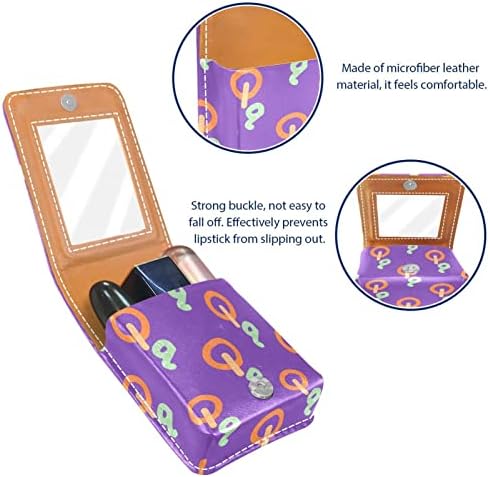 ORYUEKAN Mini torba za šminkanje sa ogledalom, torbica za kvačilo od umjetne kože, crtani film Lovely Letter Q