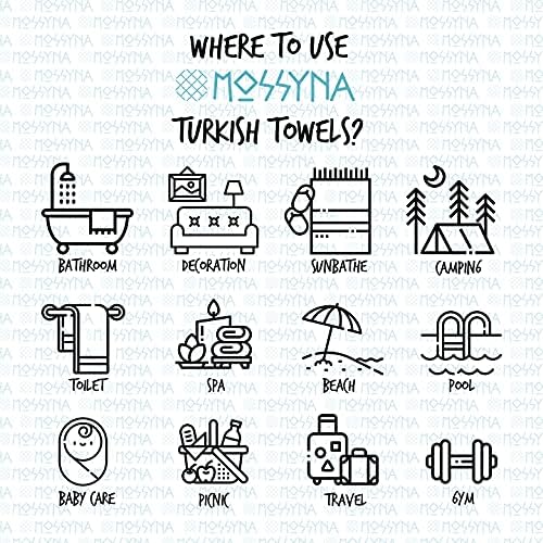 Mossyna turski ručnik, tursko pamučno plaža i ručnik za kupanje, 36x70 inča unaprijed oprane za upijajuću,