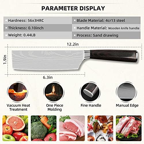 Nakiri nož oštar-brijač za sečenje mesa sa visokim sadržajem ugljenika od nerđajućeg čelika kuhinjski nož za povrće, višenamjenski kuharski nož sa ergonomskom ručkom za kućnu i vanjsku upotrebu