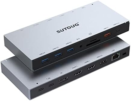 Priključna stanica, Sutoug 15 u 1 USB C priključnu stanicu 3 monitori sa 2 HDMI 4K, DisplayPort,