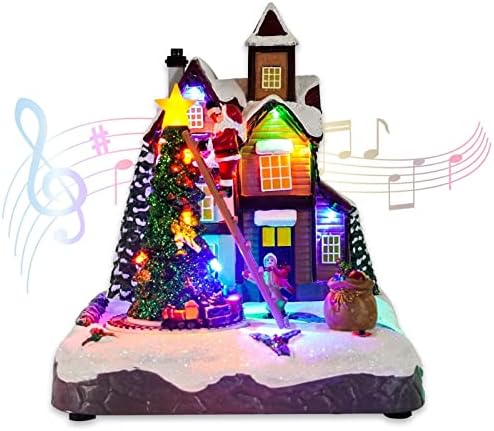 Božić Ornament, 8.7 Božić Tree Spinning voz scena sa šarenim LED svjetla i muzike, Božić smola Ornament unutarnji