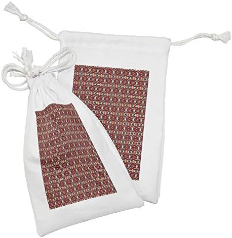 Lunadljiva plemena Tkaninska torbica 2, šareni narodni mozaik ukras s tradicionalnim izvornim utjecajima, male torbe za izvlačenje za toaletne potrepštine i favorizira, 9 x 6, višebojni
