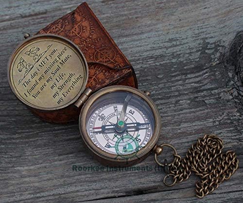 Kompas sa kožnom futrolom s ljubavnim citatom / poklon za njega / poklon za muža / poklon za dečka