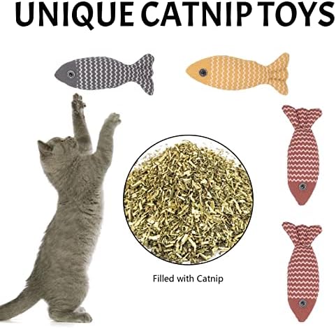 Aufeeky Cat mačja igračka za mačke u zatvorenom prostoru, 3 kom slatke ribe pahuljaste igračke za mačke,