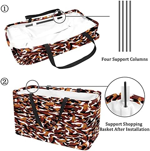 50L Shopper torbe kamuflažna sklopiva kutija za kupovinu torba za namirnice sa ručkama, za višekratnu upotrebu