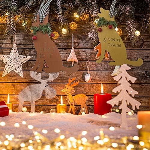 Drveni božićni pas sa vijećom Crveno voće Božićne drvce Privjesni božićni zanati za obrtaju 50