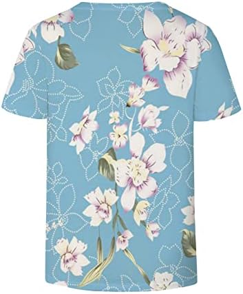 Jesen ljetna casual bluza majica za dame kratki rukav dubok V izrez pamuk cvijet grafički tee dj dj