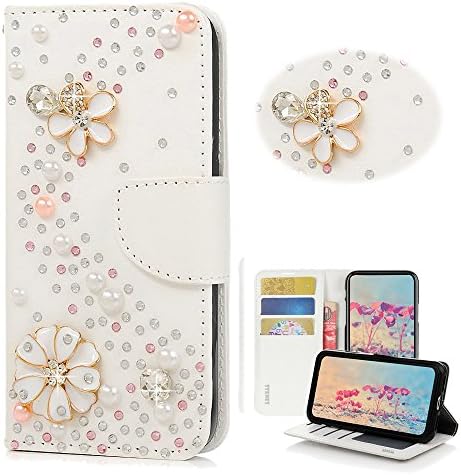 STENES Sony Xperia XZ1 Case-Stylish - 3D Handmade Bling Crystal Girls High Heel Floral Magnetic Wallet