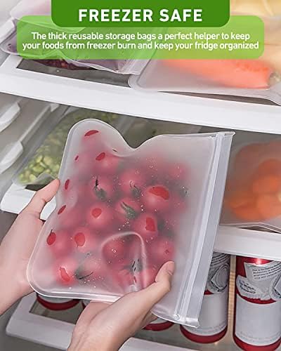 6 pakovanja silikonskih kesa za čuvanje hrane, kese za zamrzavanje hrane za višekratnu upotrebu, izuzetno guste i nepropusne za održavanje hrane svježom ili mariniranim mesom