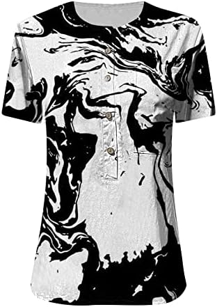 Bluze kratkih rukava za žene moda 2023 ljetni ženski posadni vrat cvjetni tiskani majica na vrhu