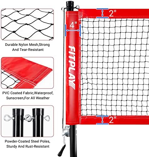 FITPLAY prenosiva mreža za odbojku i Badminton, profesionalna mreža za odbojku na otvorenom sa sistemom