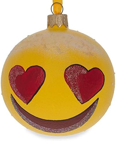 Srce oči u ljubavi Emoji Glass Ball Božić Ornament 3.25 inča