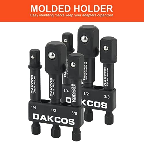 DAKCOS 2 paket Grade utičnica Adapter Set 3 inčni vozač utičnica Adapter sa držačem 1/4, 3/8, i 1/2 Adapter