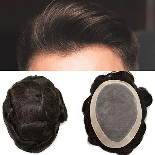 Lice MIRACLE Fine Mono Mens Tupee Hairpiece Poli premaz oko sistema zamjene ljudske kose izdržljiva NPU Monofilamentna perika za muškarce