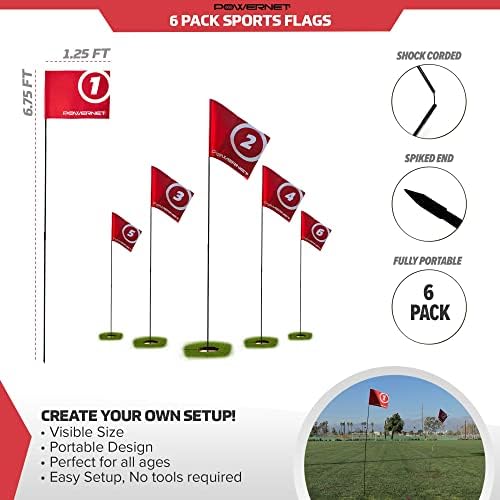 Popup Soccer Goals and Flags Bundle | 2 gola sa torbom za nošenje | PowerNet 6 paketa fudbalskih Zastava