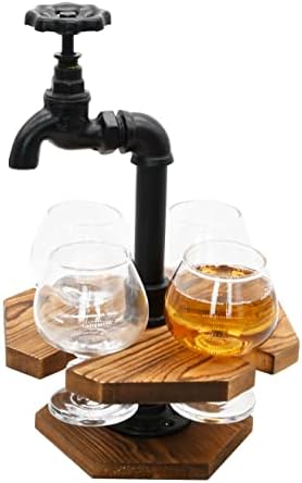 Owlgift industrijske cijevi & amp; burnt Wood pivo / Whisky let Set sa 4 čaše, livenog gvožđa slavina Spigot
