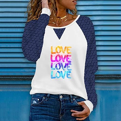 Love Graphic Tee majice za žene Dan zaljubljenih Dressy Fashion Cracy spajanje dugih rukava Top bluza