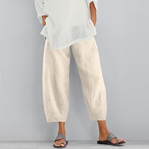 Grge Beuu Capri hlače za žene pamučne posteljine obrezane pamučne pantalone za ženske ležerne