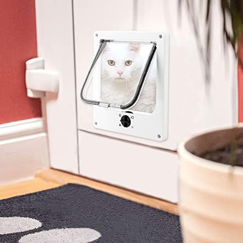 Pattepoint CAT vrata 4-smjerni zaključavanje bijele / crne m / l mačke s magnetima, jednostavna instalacija Exclusive unos CAT vrata za sve kućne ljubimce, tihi ručni ljubimac na zidu / drvenim / upvc vratima