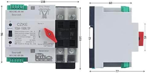 Make ycq4-100r / 2p 220v dvostruka moć jednofazna din šina Ats Automatski prijenos Električni selektori