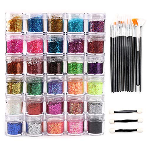 30 boja Glitter Powder prašine Nail Art glitter prah Savjeti ukras Jumbo Si