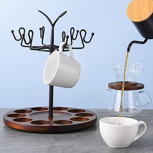 Hrzeem držač šoljica za kafu od punog drveta-personalizovani stalak za šolje za kafu za štampanje