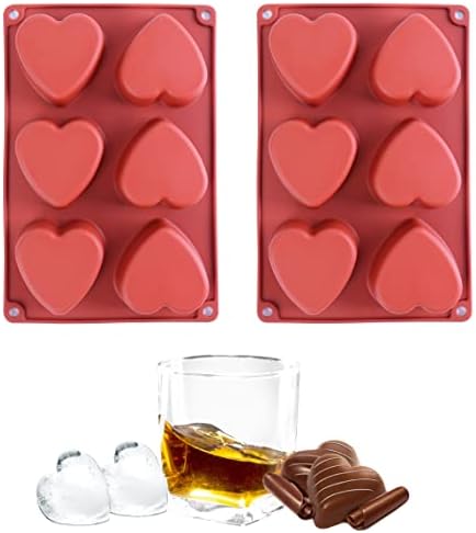 3 velika posuda za led sa srcem-12 silikonskih kalupa za srce za čokoladu, veliki kalupi za kocke leda za koktele, lomljivi kalupi za srce, Tacna u obliku srca - BPA silikonski kalupi za kocke leda za hranu, smeđi