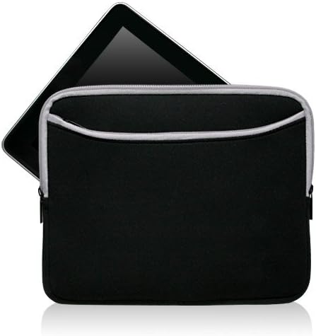 Boxwave Case kompatibilan sa magč tabletom M210 - Softsuit sa džepom, mekani torbica Neoprene poklopac sa zatvaračem džep sa zatvaračem M210 - Jet crni s crvenom oblogom