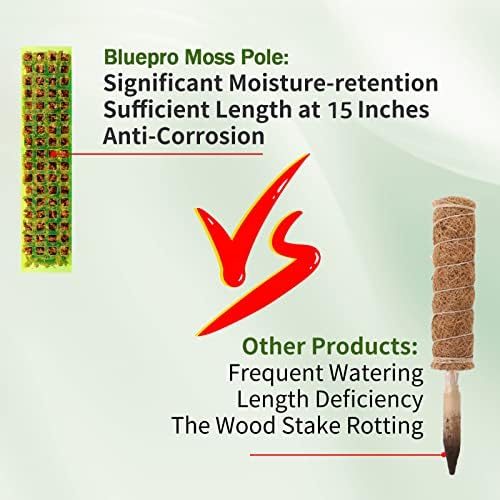 Bluepro 6 kom 15 inča plastični fluorescentni stub zelene mahovine za biljke Monstera, stubovi za