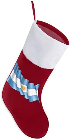 Zastava države Argentina Božićni čarapa Klasični viseći ukrasi Bijela manžetna bombonska torba za porodične