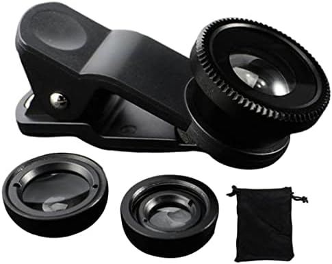 Phone Fisheye Lens 3u1 širokougaoni makro objektivi ribljeg oka kopča za univerzalna sočiva Crni Prilozi