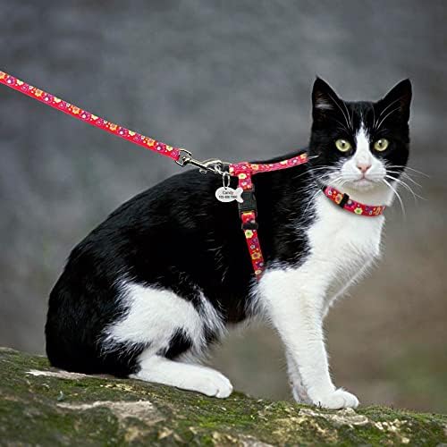 DSFEOIGY najlonske mačke kabelski svežanj za štene prilagođene štampane mačke koje šetaju mače prsluk za kućne
