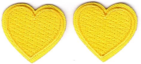 Set od 2 žuta srca željeza na maniaturama zakrpa srca